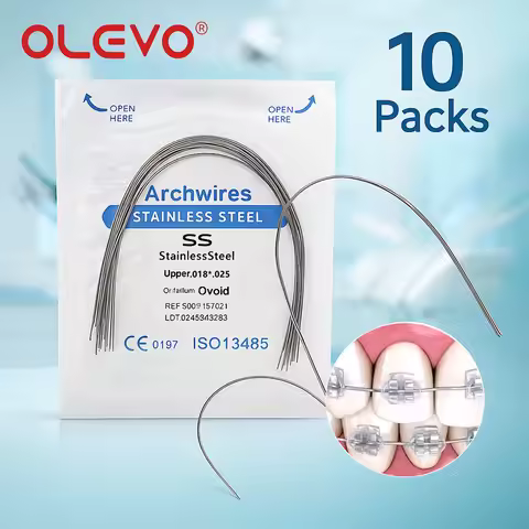 10 Packs Stainless Steel Dental Arch Wires Ovoid Form Orthodontic Wire Lower/Upper 012/014/016/018/0