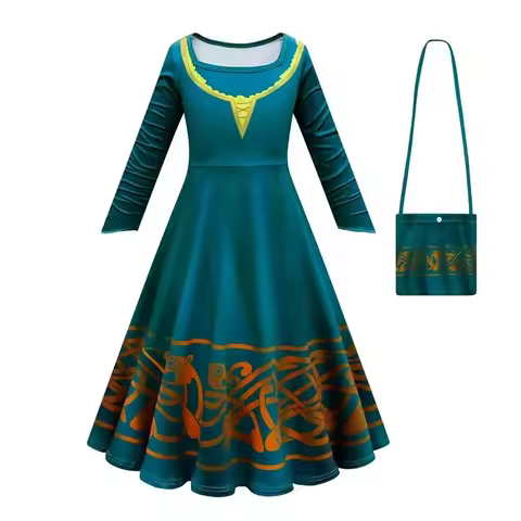 New 2026 Brave Merida Dress Rapunzel Princess Cloak Halloween for Merida Cosplay Anime Fancy Skirt F