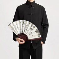 สไตล์จีนใหม่ผู้ชายเสื้อแจ็คเก็ต STAND COLLAR Zhongshan ชุด Retro Buttoned Tang เครื่องแต่งกาย Casual