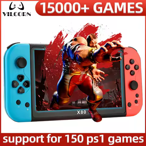 VILCORN 7 inch Retro Handheld Game Console 4K TV Portable Audio Video Game Player 15000 Games for PS