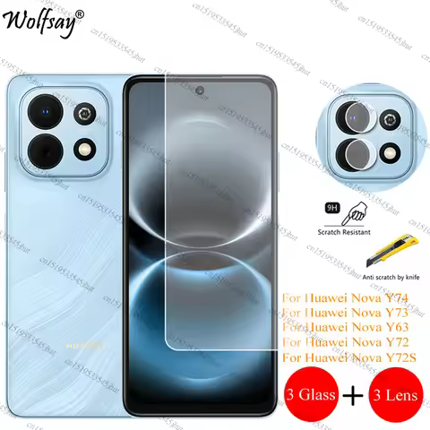 Camera Lens Protector For Huawei Nova Y74 Screen Protector Huawei Nova Y63 Y72S Y73 Clear Front Glas