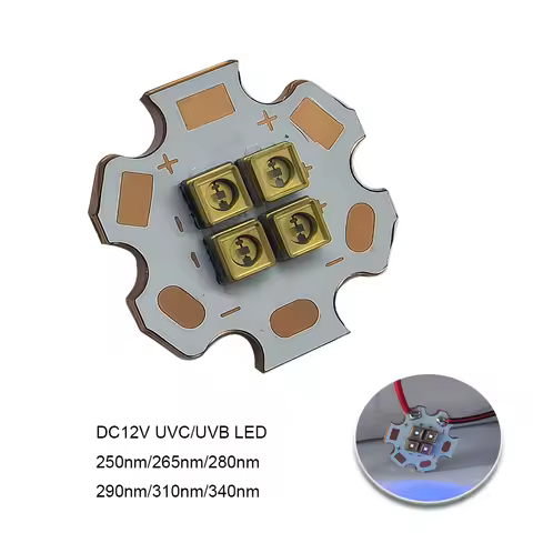 DC12V 265nm 4W Deep UVC SMD LED Bead 4chip 250nm 265nm 280nm 290nm 310nm 340nm UVB UV Light Emitting
