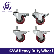 GVW Heavy Duty 3" Inch PU Castor Wheels Roda PU Perabot 3" Industrial Grade (4pcs/Set)