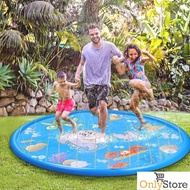 100cm 170cm Fountain Splash Sprinkler Water Pad Children Kids Inflatable Splash Wading Pool Kolam Ai