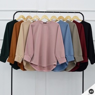 ZY DL5921 Cotton Scuba Air Layer Baggy Batwing Sleeve Blouse Top