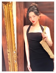 TAO SHOP168 สินค้าเข้าใหม่ ชุดเดรสโชว์หลัง ดีไซน์คล้องคอ กระโปรงยาว  เปิดหลัง เซ็กซี่ เข้ารูปจับจีบช