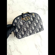 【LA LUNE】Christian Dior藍色老花30 Montaigne皮革包 中古包 化妝包 手拿包