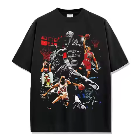 Michael Jordan Championship Legacy Graphic T-Shirt Oversized Crew Neck Moisture Wicking Basketball T