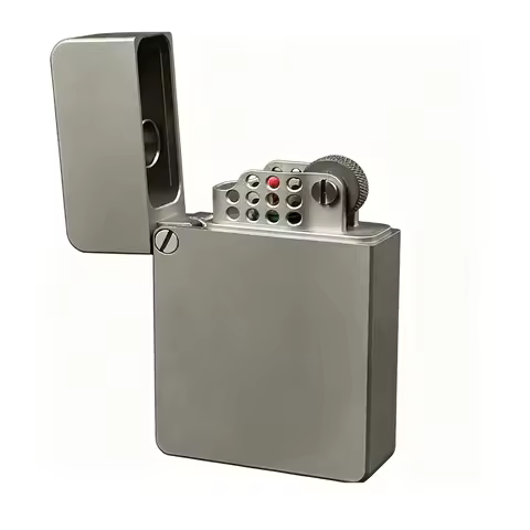 Titanium Alloy Trench Lighter CNC Reusable Kerosenes Lighter Flint Wheel Ignition Heavy Duty Armor P