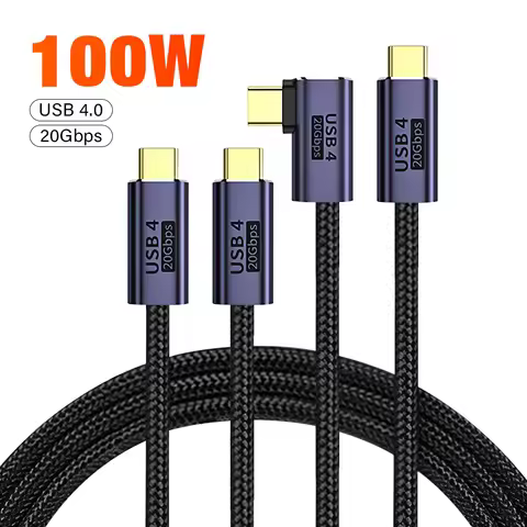 Gold plated USB4.0 20Gbps Thunderbolt 3 USB C to C Cable PD 100W 5A Fast Charging Type Cable 8K@60Hz