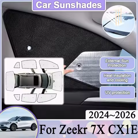 Car Full Cover Sun Visor For Geely Zeekr 7X CX1E 2024 2025 2026 Auto Parasol Black Sliver Window UV 