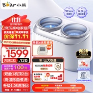小熊（Bear）双舱分区波轮洗衣机家用 全自动内衣洗衣机双桶小型 迷你洗衣机可拆高温煮洗内裤去血渍XYJ-E04M1