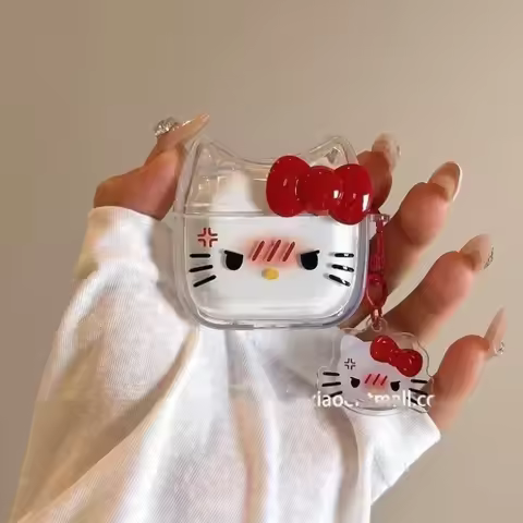 Hello Kitty Protective Case for Apple AirPods 1 2 3 4 Bluetooth Earphone Case, Suitable for AirPods 