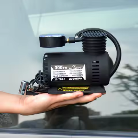 Car Compressor Tire Inflator DC 12V Auto Tire Pump with Mechanical Pressure Gauge Electric Tire Pump