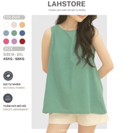 LAHSTORE women's linen shirt Sleeveless Wooden button camisole & Elastic waist wide-leg shorts (Turq