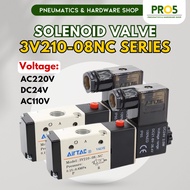 Airtac 3V210-08NC 1/4” AC220V | DC24V | AC110V Pneumatic 3/2 Way Single Normally Closed Solenoid Val