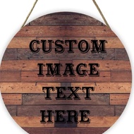 Personalized Welcome Round Wood Sign for Front Door Custom Any Text Farmhouse Wall Outdoor Hanging H