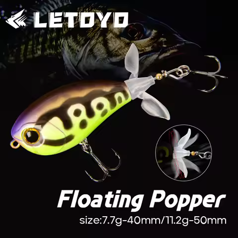LETOYO 40mm 50mm Topwater Whopper Popper Rotating Double Propeller Tail Artificial Bait for bass pik