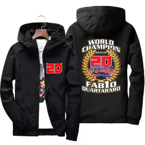 Men's Fabio Quartararo Motorcycle Rider Racing Spring Zipper Pilot Jacket Coat Hooded Windbreaker Pi