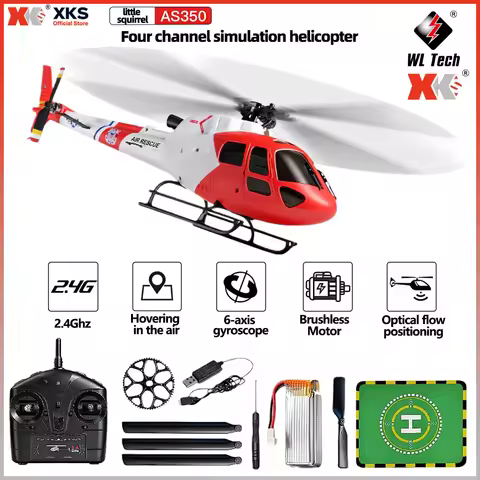 WLtoys K150 AS350 Simulation RC Helicopter 4CH Brushless Motor 6-Axis Gyro Optical Flow Altitude Hol