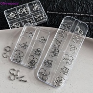 ONew 30/60PCS/Box Metal Retro Circle Nails Art Charms 3D Punk Style Black White Nail Parts Nail Deco