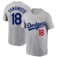 Los Angeles Dodgers No. 18 #Yamamoto Yushen Baseball League Dodgers mlb Simple Printing T-shirt Shor