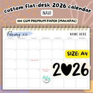 A4 2026 ARTYCO PERSONALIZED FLAT DESK CALENDAR PLANNER CUSTOMIZED PLANNER NAVI