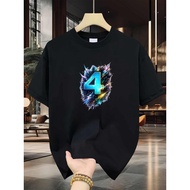 Men'S T-Shirt with Electric Energy Burst Design, Number 4 Print, Made from Pure, Premium Quality, Du