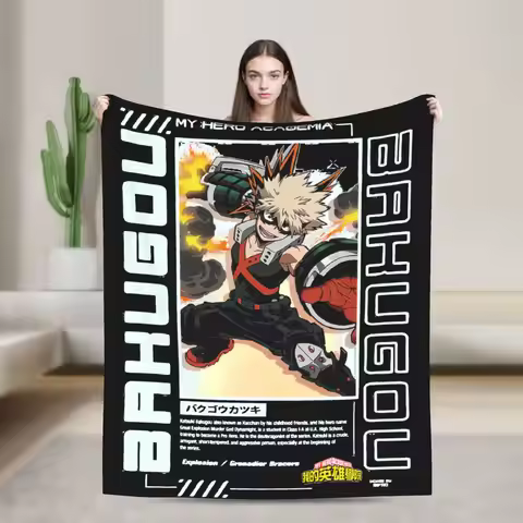 Katsuki Bakugou My Hero Academia Blanket Plush Novelty Warm Throw Blankets for Bedding Lounge Winter