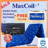 MaxCoil Super Foam Foldable Orthopedic Mattress + FREE Twinkle pillow (3 Fold)