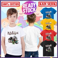 🔥Premium Cotton🔥 Min3cr@ft Baju T shirt Lelaki 100% Cotton Baju Kanak Kanak Lelaki Kid T shirt Baju Budak Perempuan