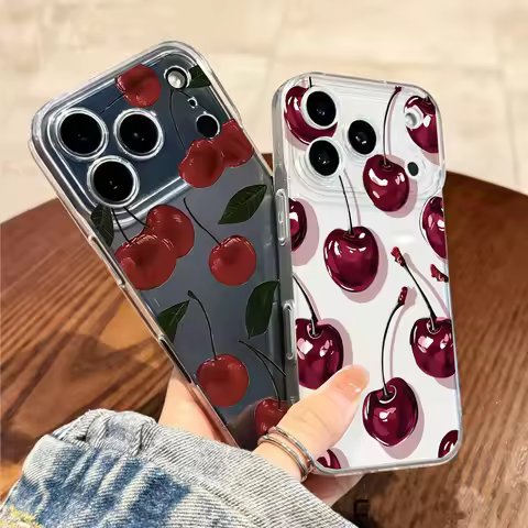 Red Cherry Transparent Case For Xiaomi Redmi 15C Note 15 Pro 15C 5G 14C Note 14 13 12 Pro Plus 13C 1