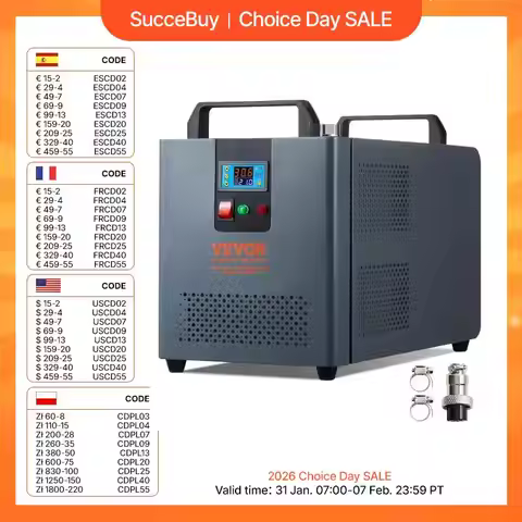 SucceBuy Industrial Water Chiller KH-6000 200W with Compressor 12 L Water Tank Capacity 7.8 L/min CO