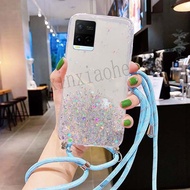 case tali nagita vivo y21 / y21s soft case with tali lanyard - putih