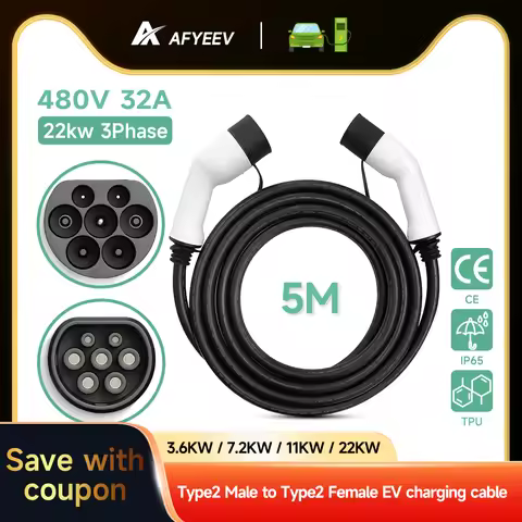 EV charging cable Electric car charger 32A three-phase 22kw IEC 62196 32A EVSE kit EV cable type 2 t