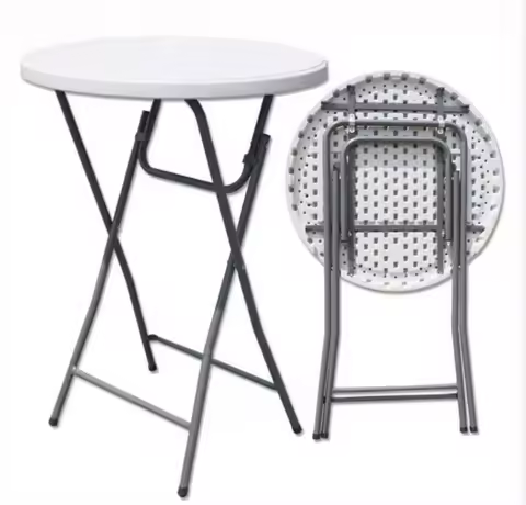Outdoor Leisure Round Table, Folding Table Dining Table, 80cm 32ft Diameter Round bar Table, Plastic