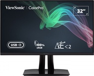 ViewSonic VP3256-4K 32 Inch Premium IPS 4K Ergonomic Monitor with Ultra-Thin Bezels, Color Accuracy, Pantone Validated, HDMI, DisplayPort and USB Type-C for Professional Home and Office