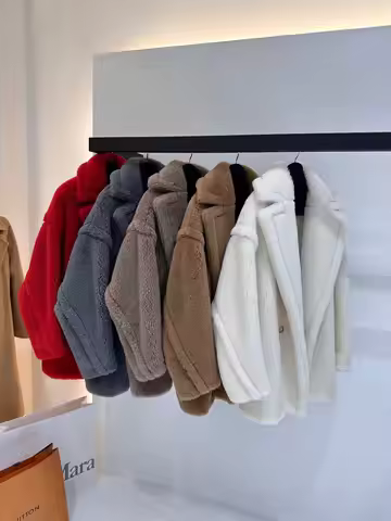 Max Short Teddy Bear Coat 62% Alpaca 26% Wool 12% Silk Coat Winter WOMEN Jacket Thicken Women's Coat