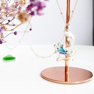 海豚與浪花系列 - 純銀項鍊 七寶 琺瑯