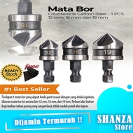 BISA COD - Mata Bor Besi 1Set Carbon Steel 12 16 19mm 3 PCS / Mata Bor Kayu 1 Set Drill Bit Countersink HSS