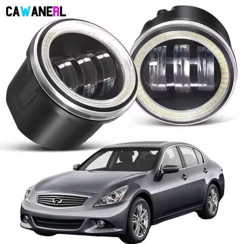 2 X 30W Car LED Fog Light Assembly with Angel Eye DRL Daytime Running Lamp 6000LM H11 For Infiniti G