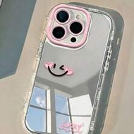 1 Cheek Powder Heart Smile LUCKY English Mirror Phone Case Can Be Used As A Makeup Mirror Creative C