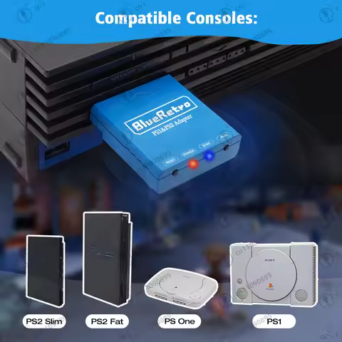 For PS2 Universal Converter Gamepad Dongle Blueretro BT Wireless Adapter For PS2 PSX PS One Console 