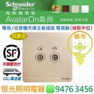 Schneider 施耐德 AvatarOn 奐尚 WG 沉醉金 金色 香檳金 兩位 電視 / 收音機天線主板插座（接駁中位）電視蘇 TV蘇 TV FM蘇 E8332TVFMM_WG_C5 香港行貨 
