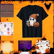Cute Ghost With Pumpkin & Coffee More Colors Halloween 4B62