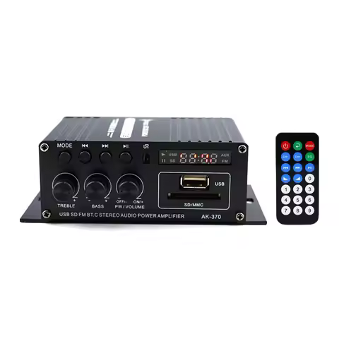AK-370 Bluetooth-compatible Amplifier 2.0 Channel Auto Music Subwoofer Speaker DC 12V Audio Amplifie