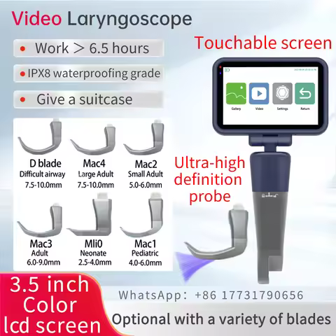Mexico warehouse delivery 3.5 inch touch screen Video Laryngoscope Reusable Sterilizable Blades colo