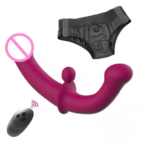 "G-Spot Dual-Ended Strap-On Vibrator – 10 Vibration Modes & Remote Control for Women & Couples"