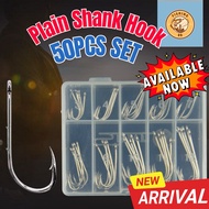【50PCS Set】Plain Shank Hook Carbon Steel Eagle Beak tide Fishing hook Mata kail ikan haruan pancing