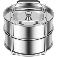 Stackable Steamer Insert Pans with Handle Lid 304 Stainless Steel Pot Stackable Pot in Pot Insert Do